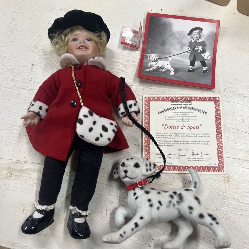 Doll - The Ashton Drake Galleries - Dottie and Spots Porcelain Doll - 14" Tall